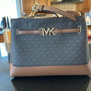 Michael Kors Mercer Medium Logo and Leather Belted Satchel NWT